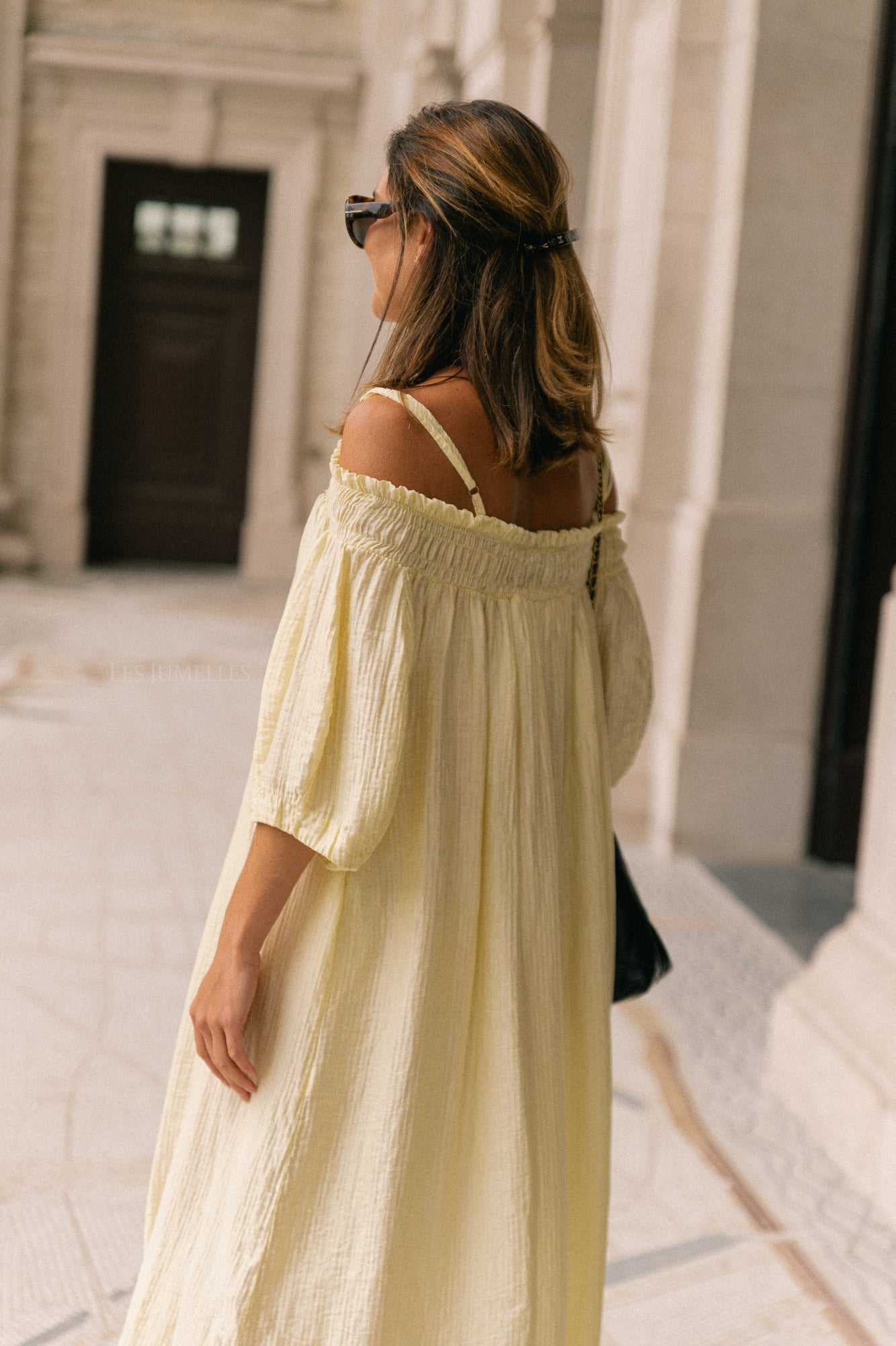 Judith Off-Shoulder-Kleid Hellgelb