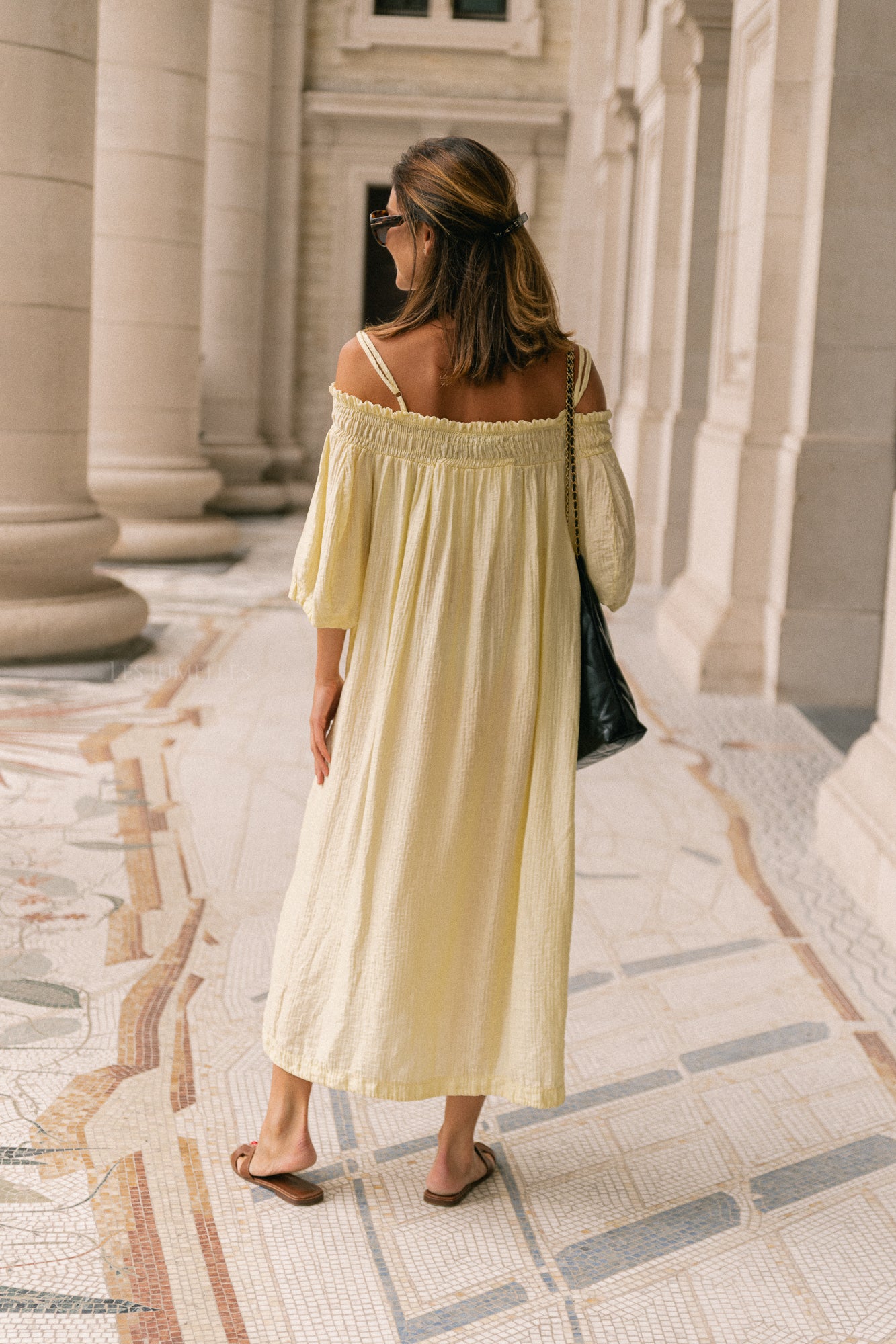 Judith Off-Shoulder-Kleid Hellgelb