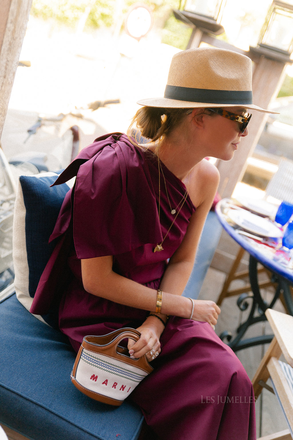 Britt one shoulder bow tie top burgundy