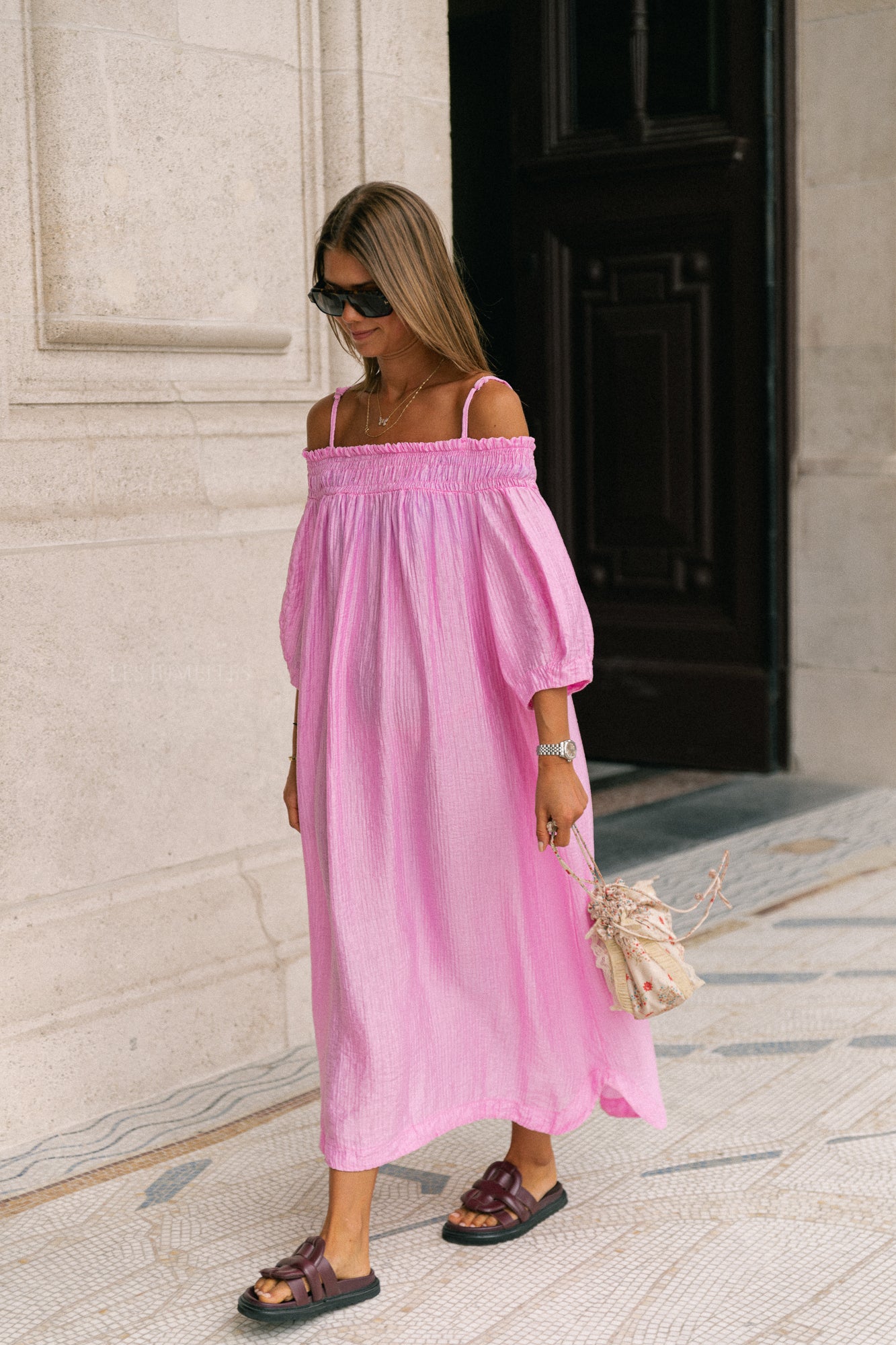 Judith Off-Shoulder-Kleid Pfingstrose