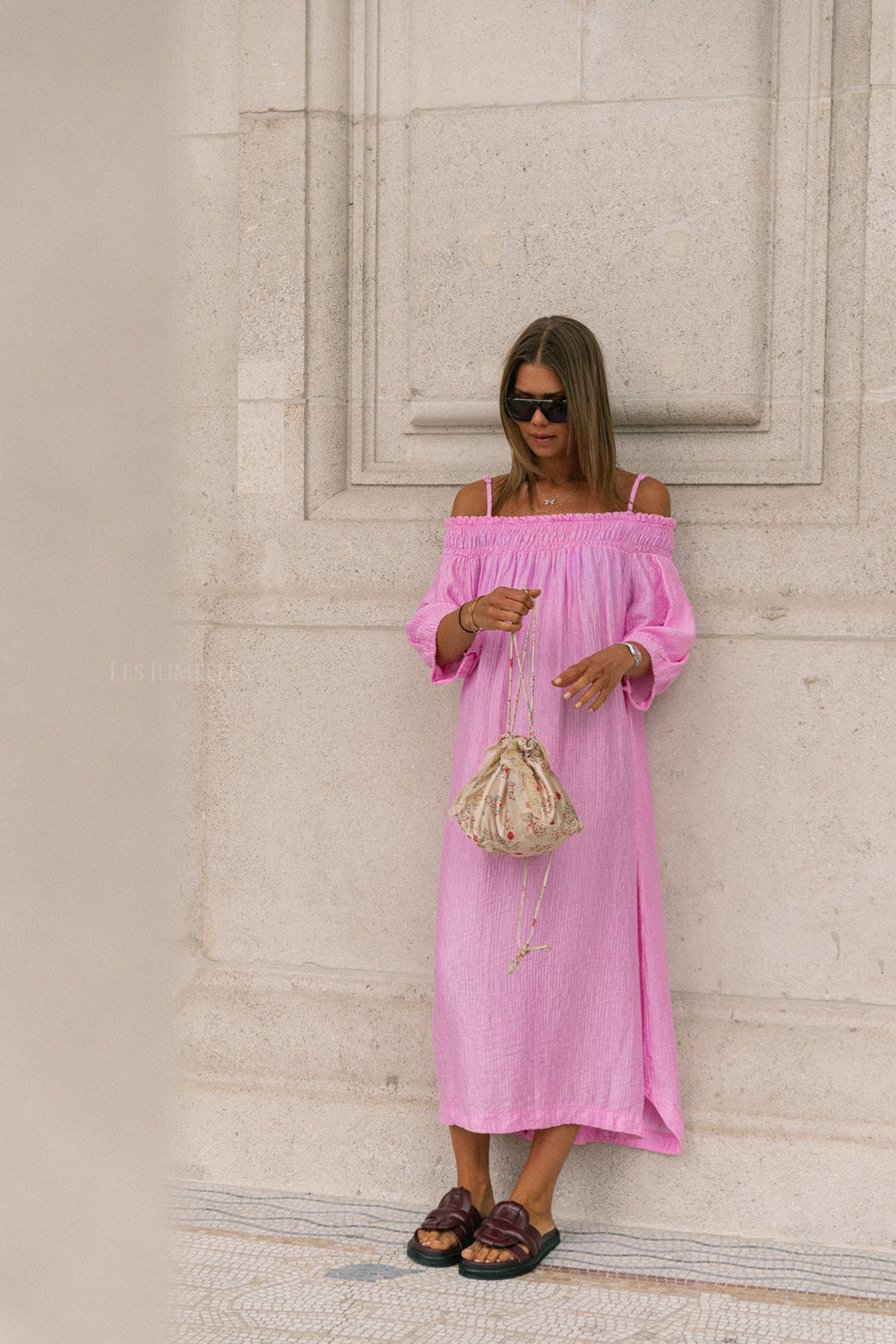 Judith Off-Shoulder-Kleid Pfingstrose