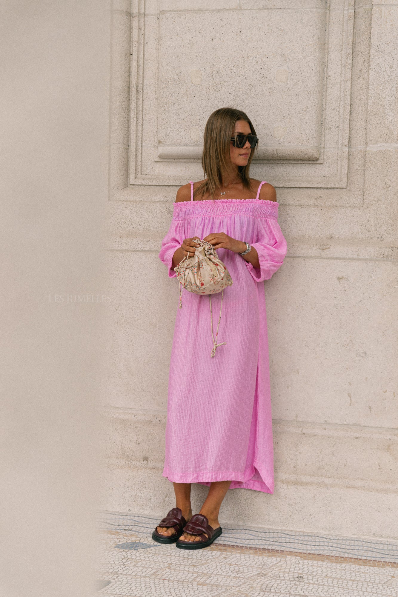 Judith Off-Shoulder-Kleid Pfingstrose