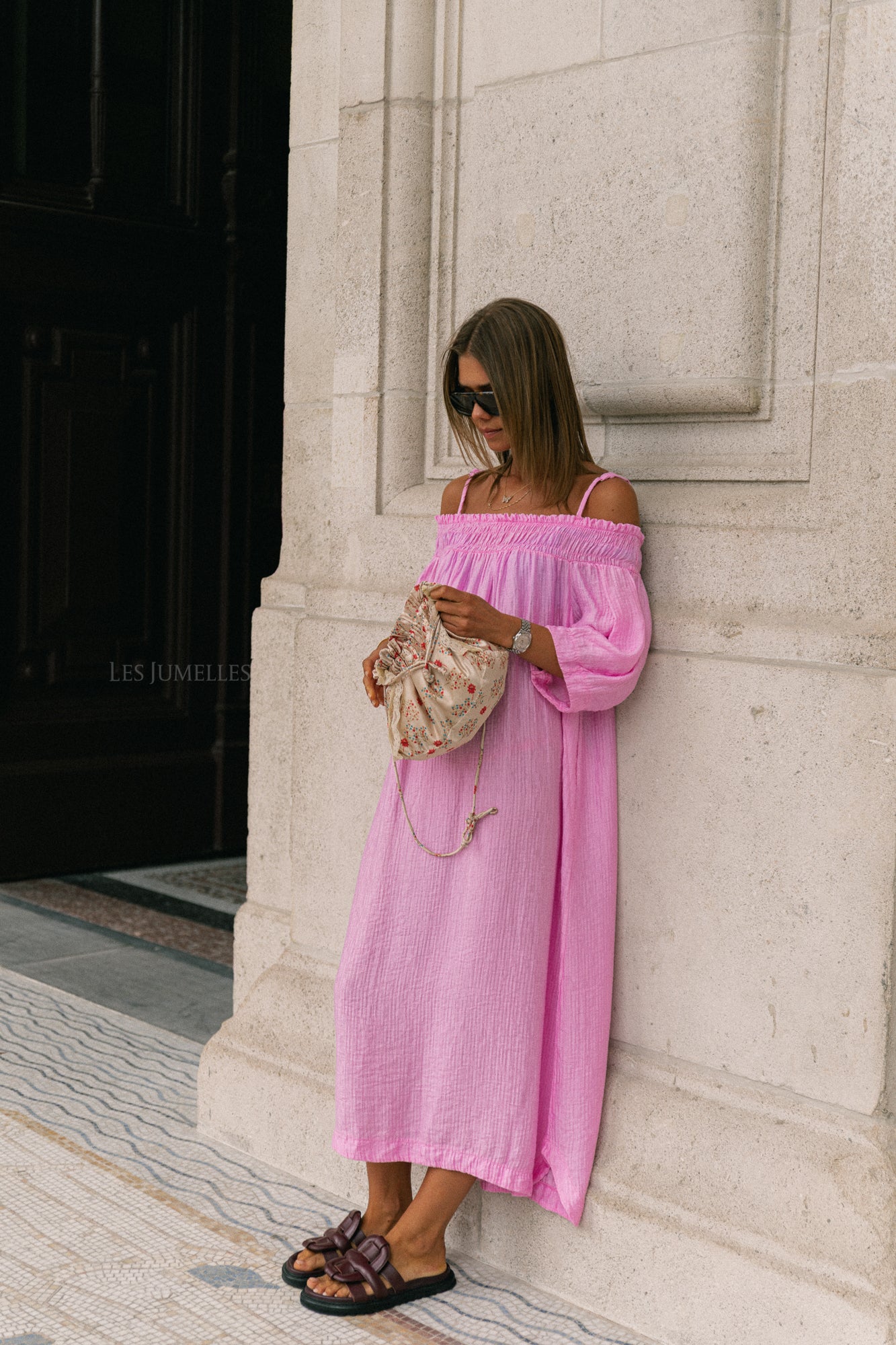 Judith Off-Shoulder-Kleid Pfingstrose