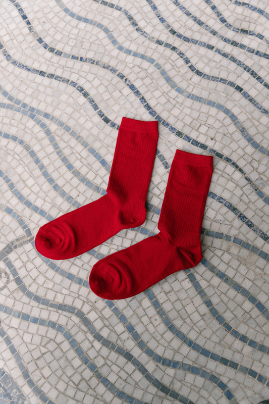 Les Jumelles SLFRose sock equestrian red
