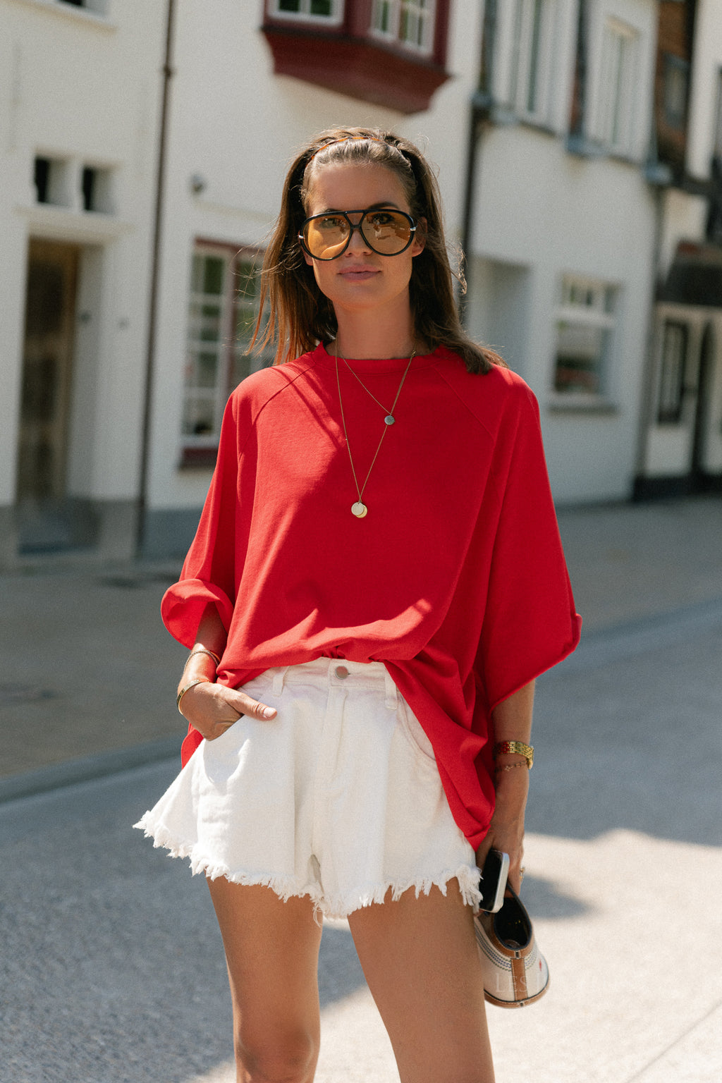Margot denim shorts white