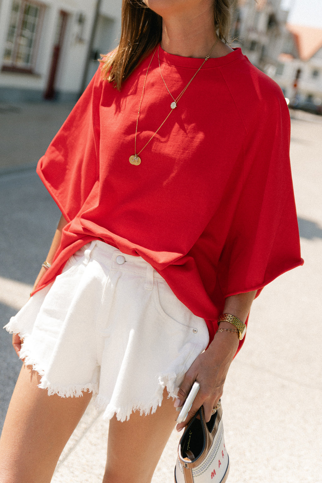 Margot denim shorts white