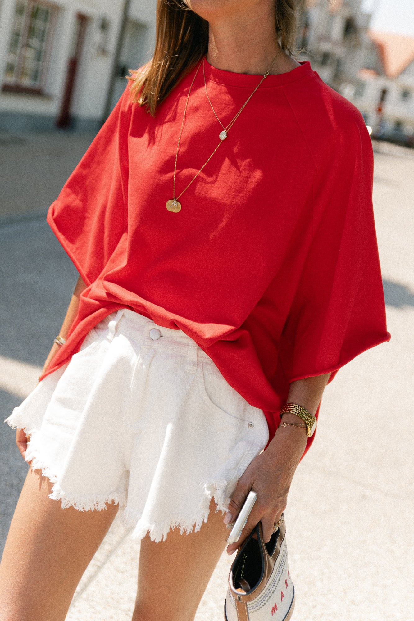 Margot denim shorts white