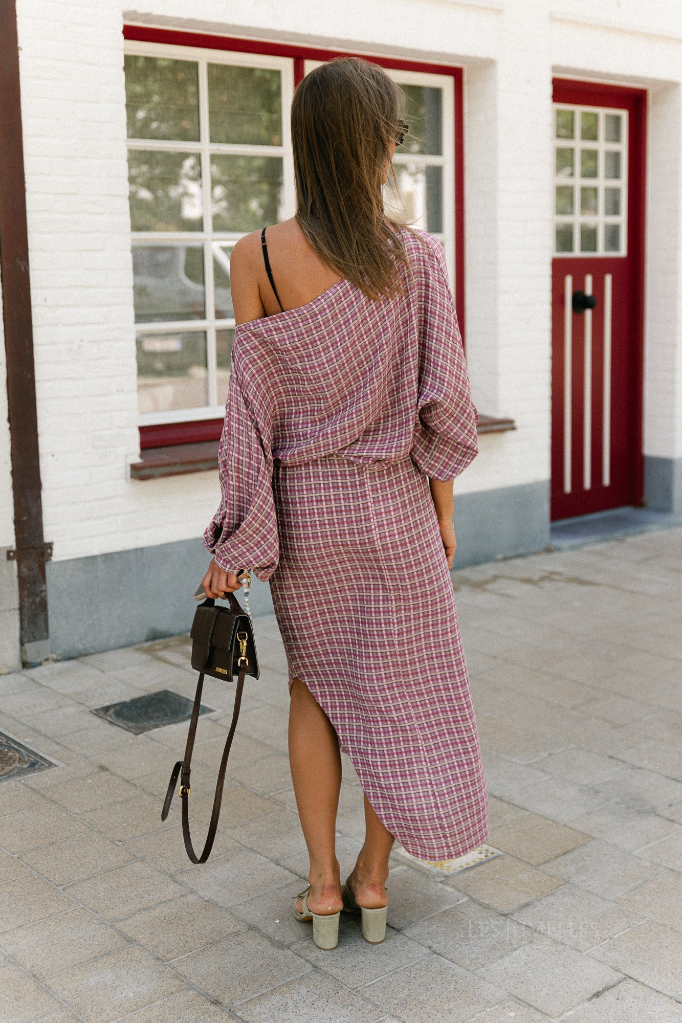 Cosette signature check skirt dark rose