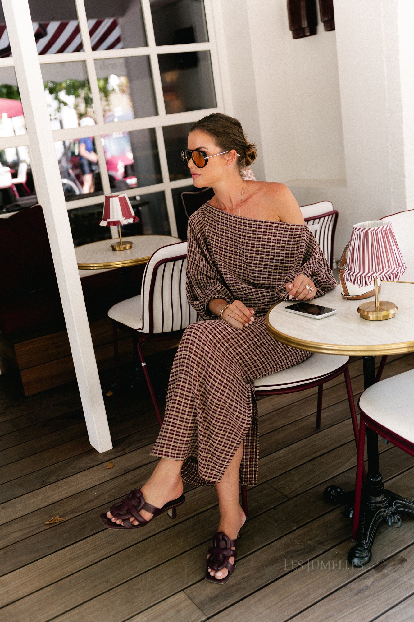 Cosette signature check blouse burgundy