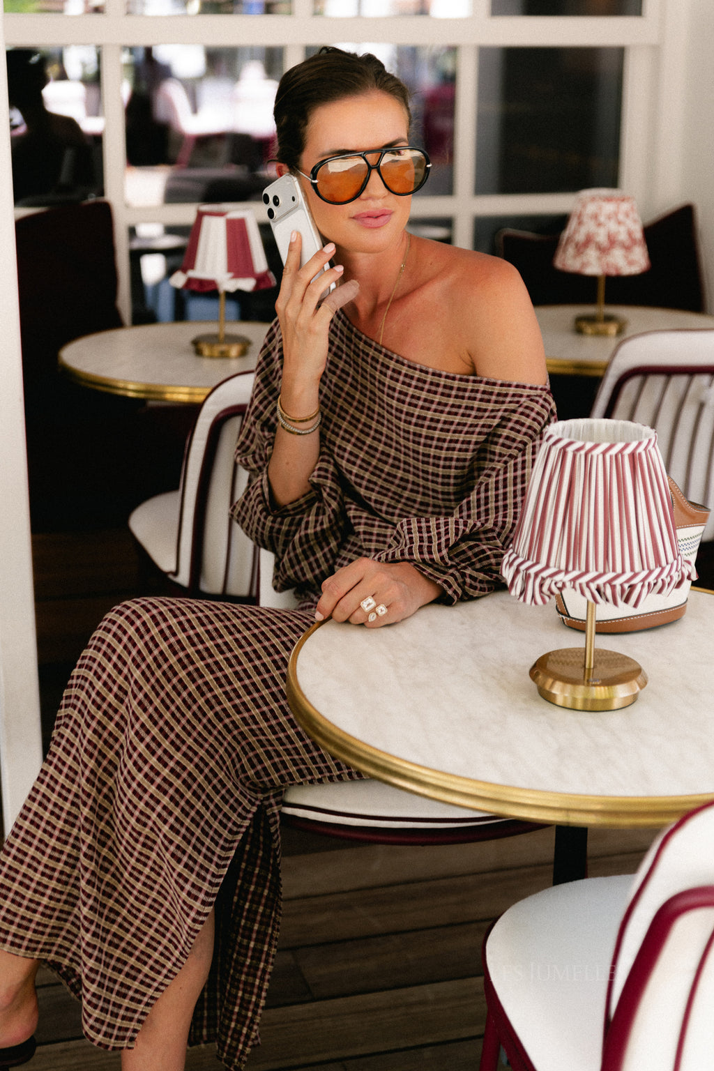 Cosette signature check blouse burgundy