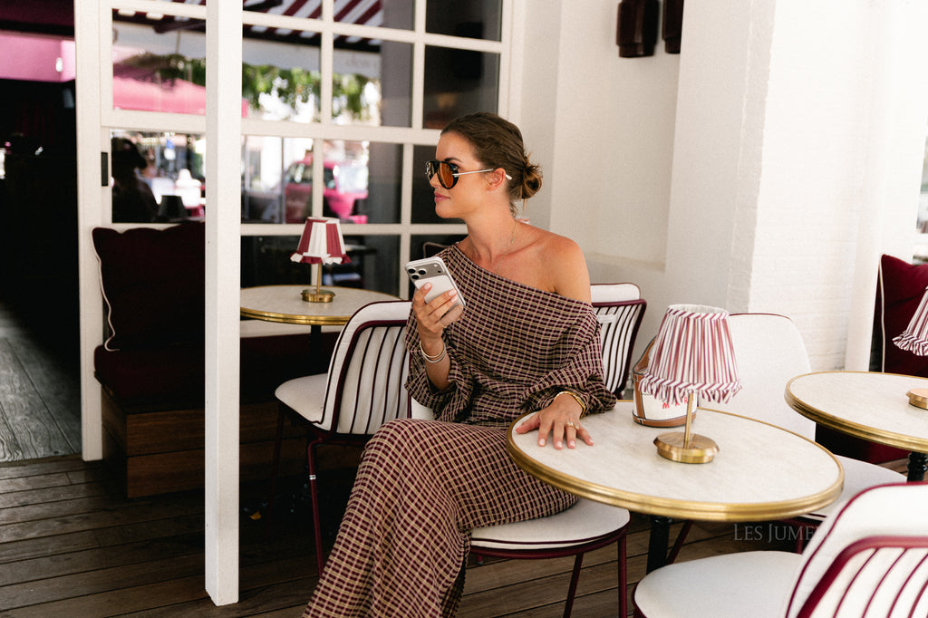 Cosette signature check blouse burgundy