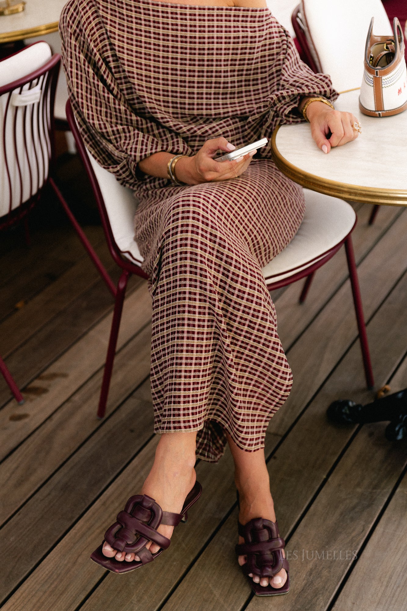 Cosette signature check skirt burgundy