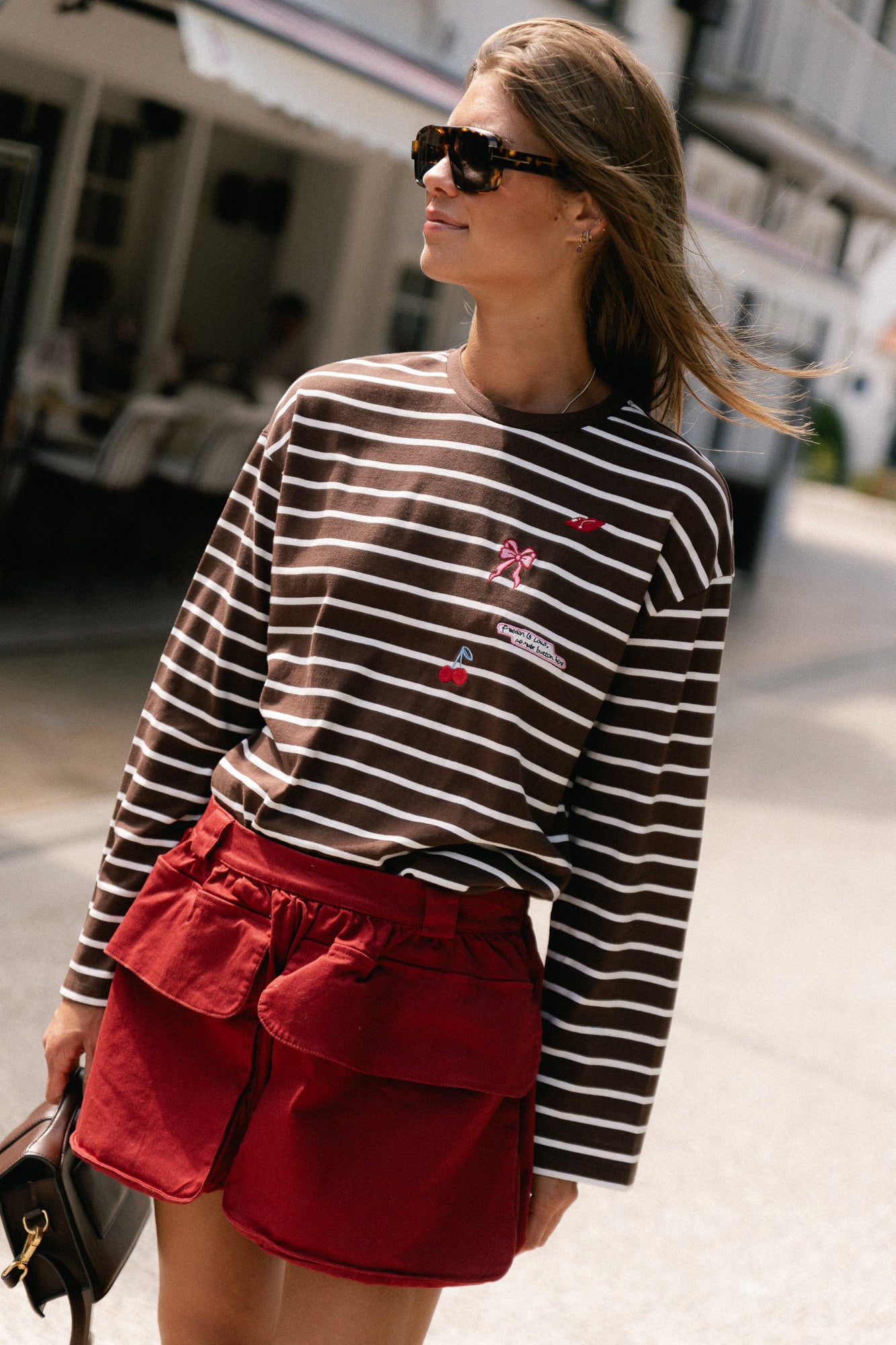 PCSadie LS EMB tee chicory coffee patches