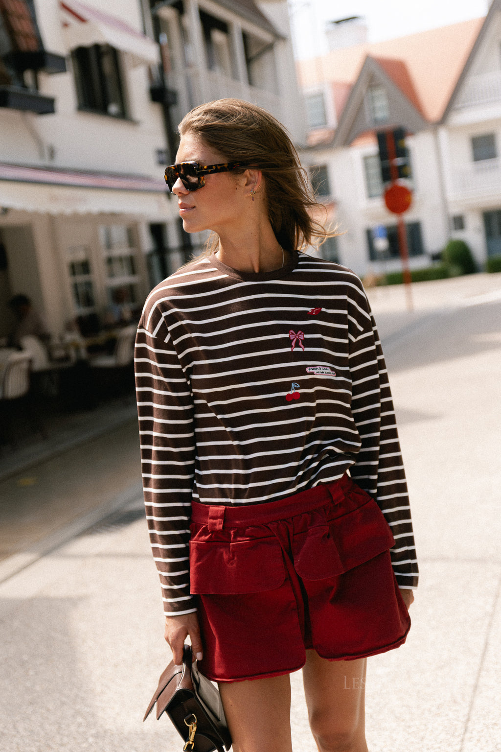 PCSadie LS EMB tee chicory coffee patches