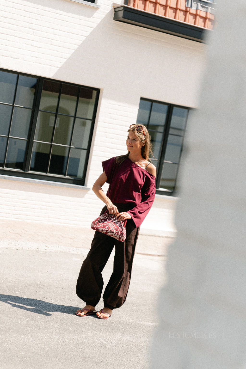 Grace off shoulder top burgundy