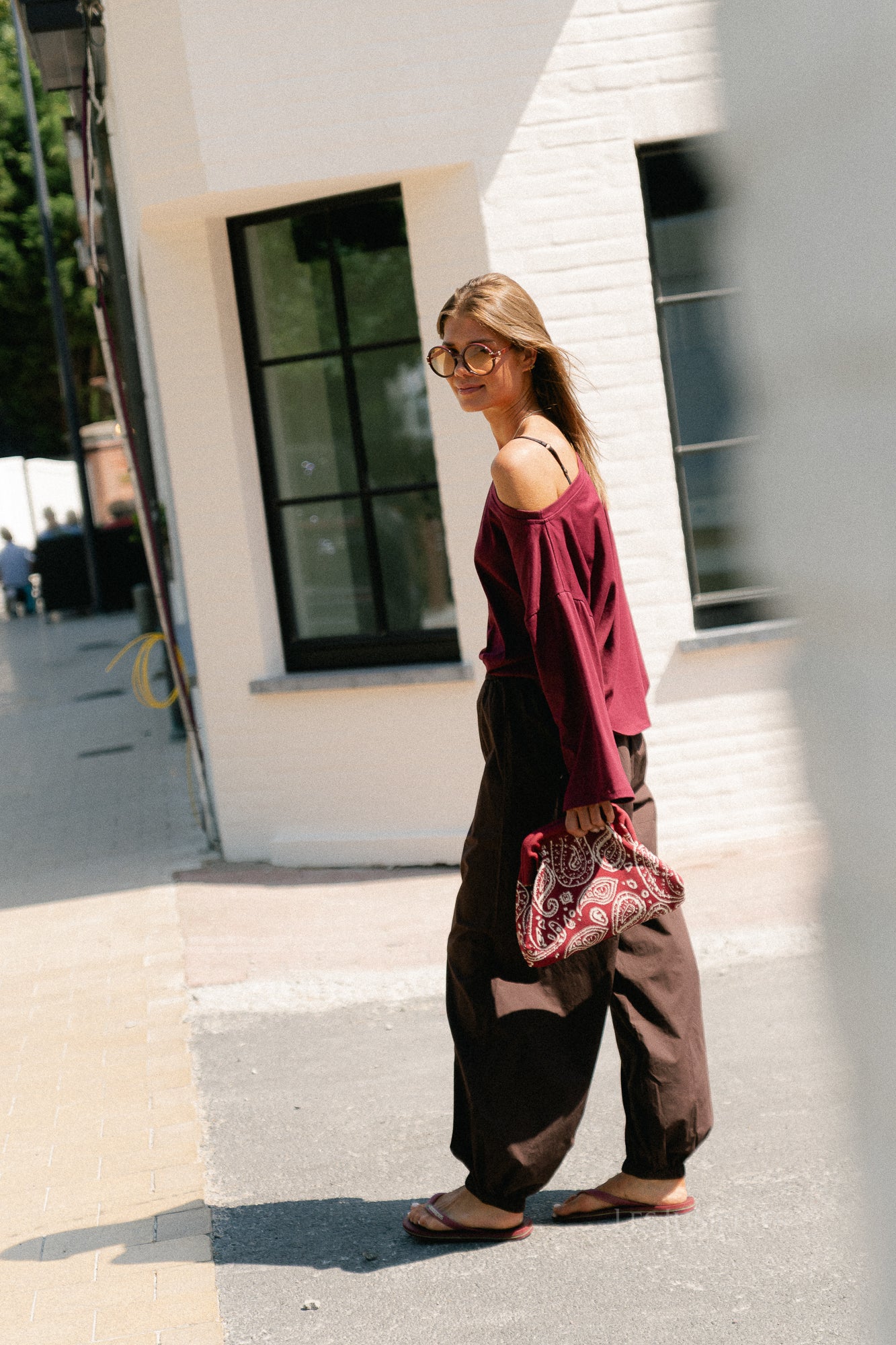 Grace off shoulder top burgundy
