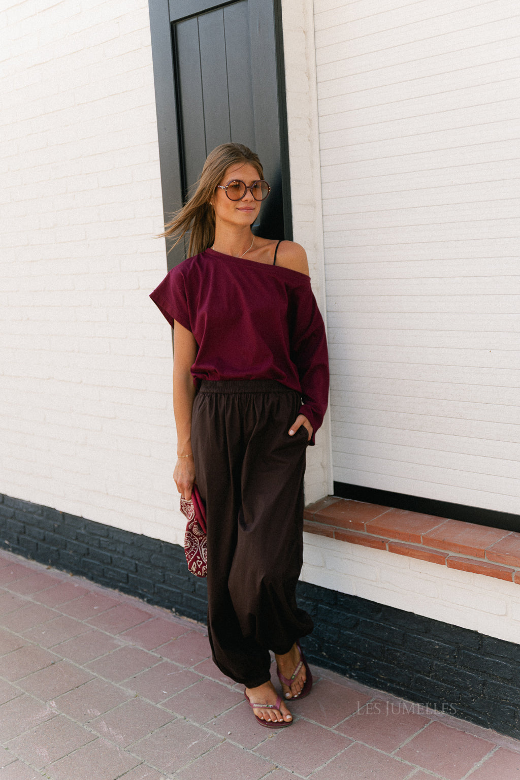 Grace off shoulder top burgundy
