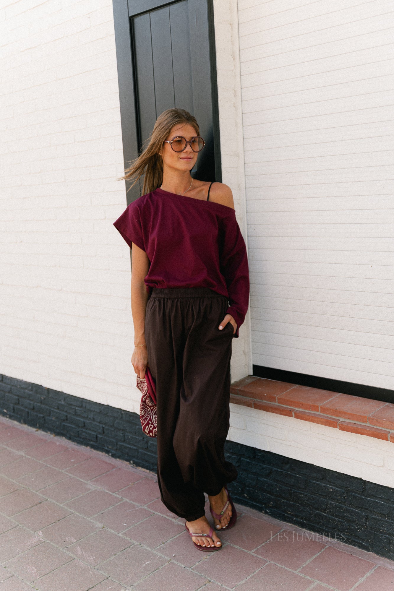 Grace off shoulder top burgundy