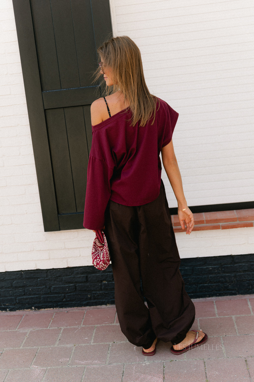 Grace off shoulder top burgundy