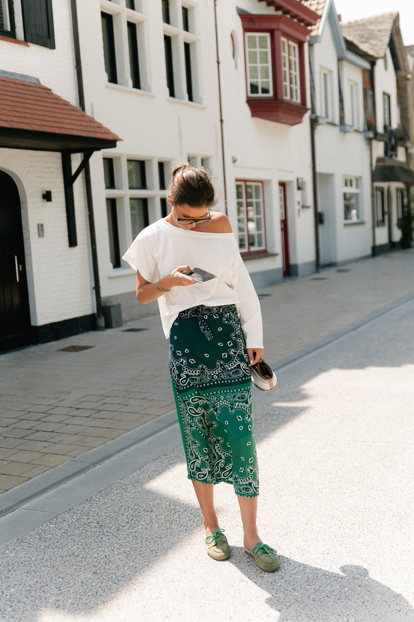 Evie wrap skirt paisley print green
