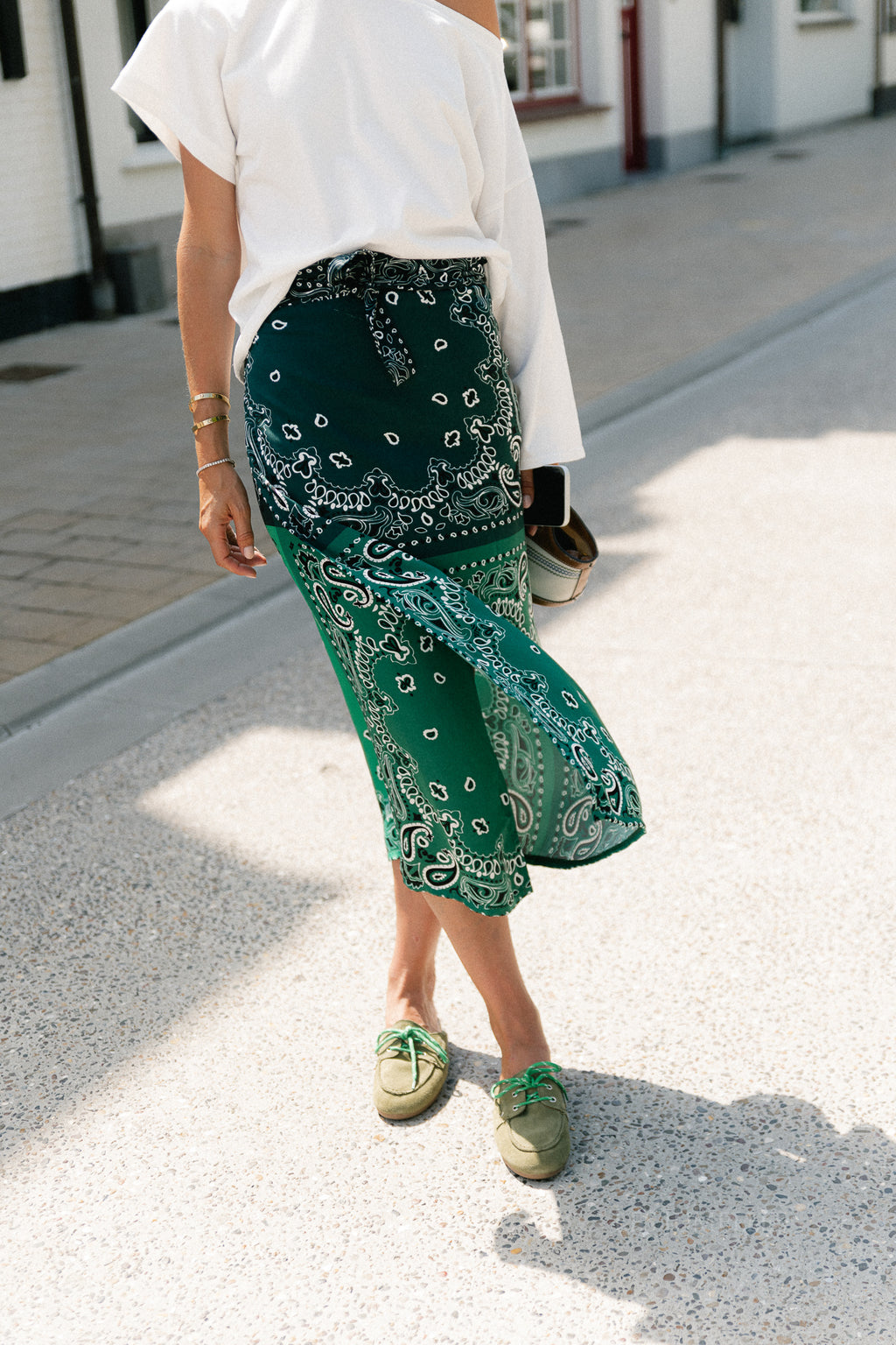 Evie wrap skirt paisley print green