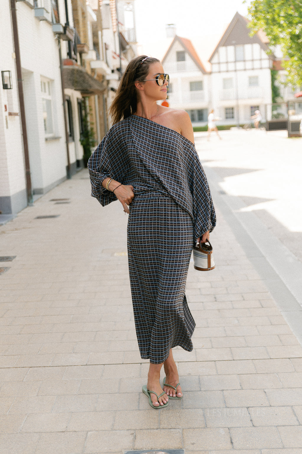 Cosette signature check skirt navy