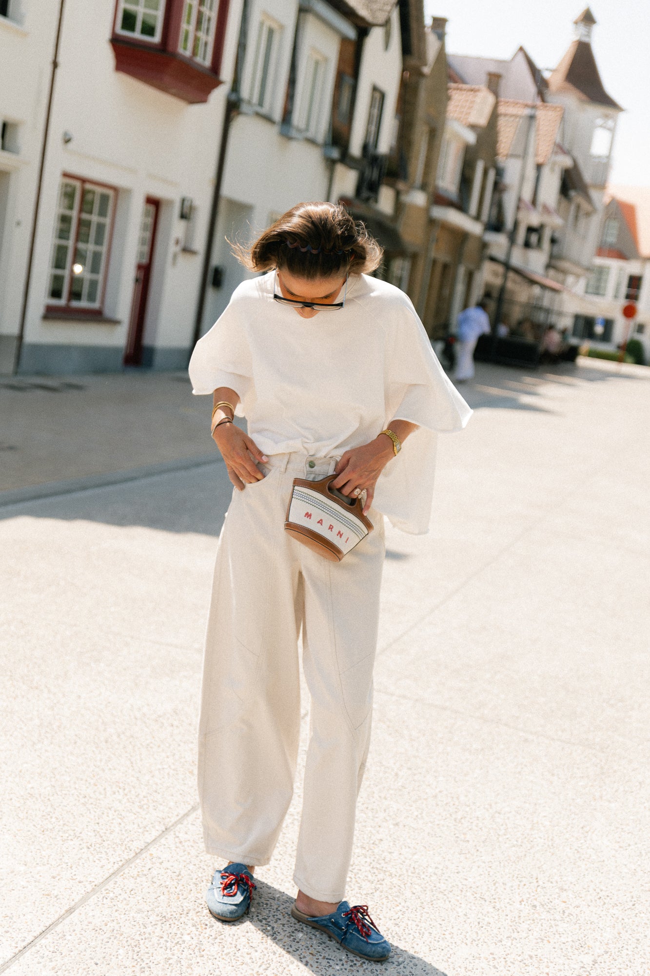 OBJNanda MW loose pants birch/melange