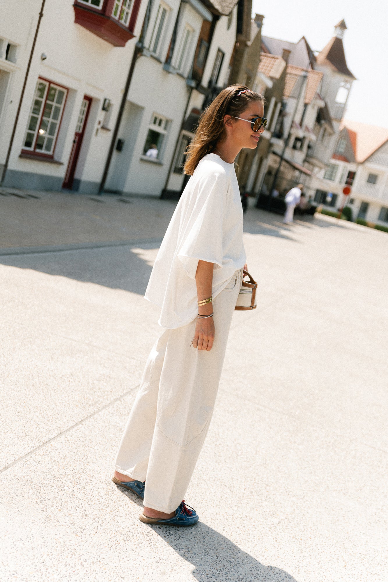 OBJNanda MW loose pants birch/melange