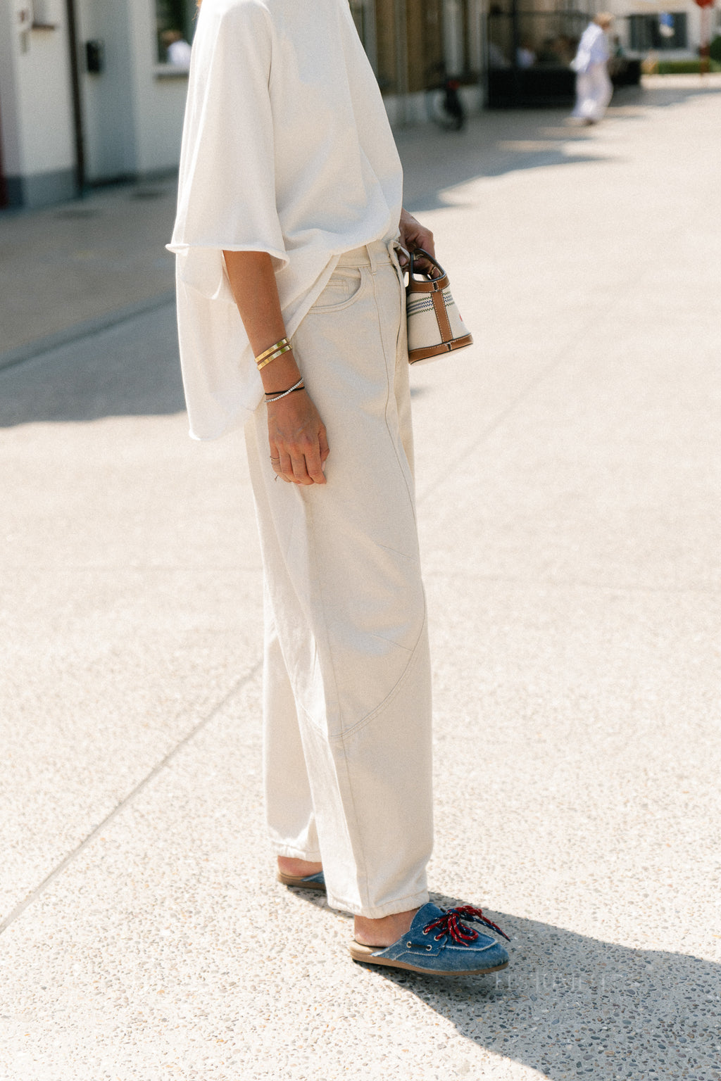 OBJNanda MW loose pants birch/melange