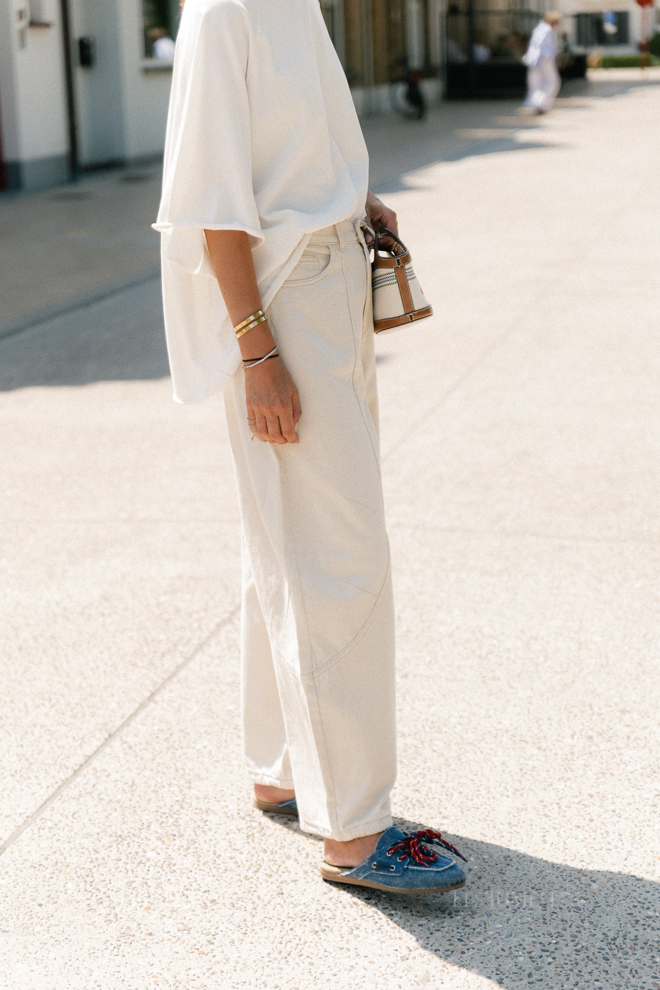 OBJNanda MW loose pants birch/melange
