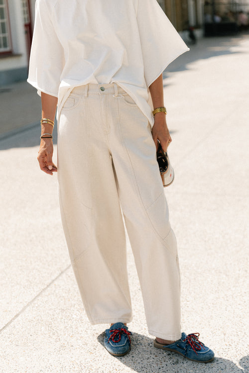 OBJNanda MW loose pants birch/melange