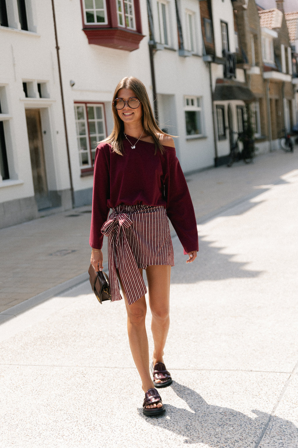 Cosette skort burgundy stripes