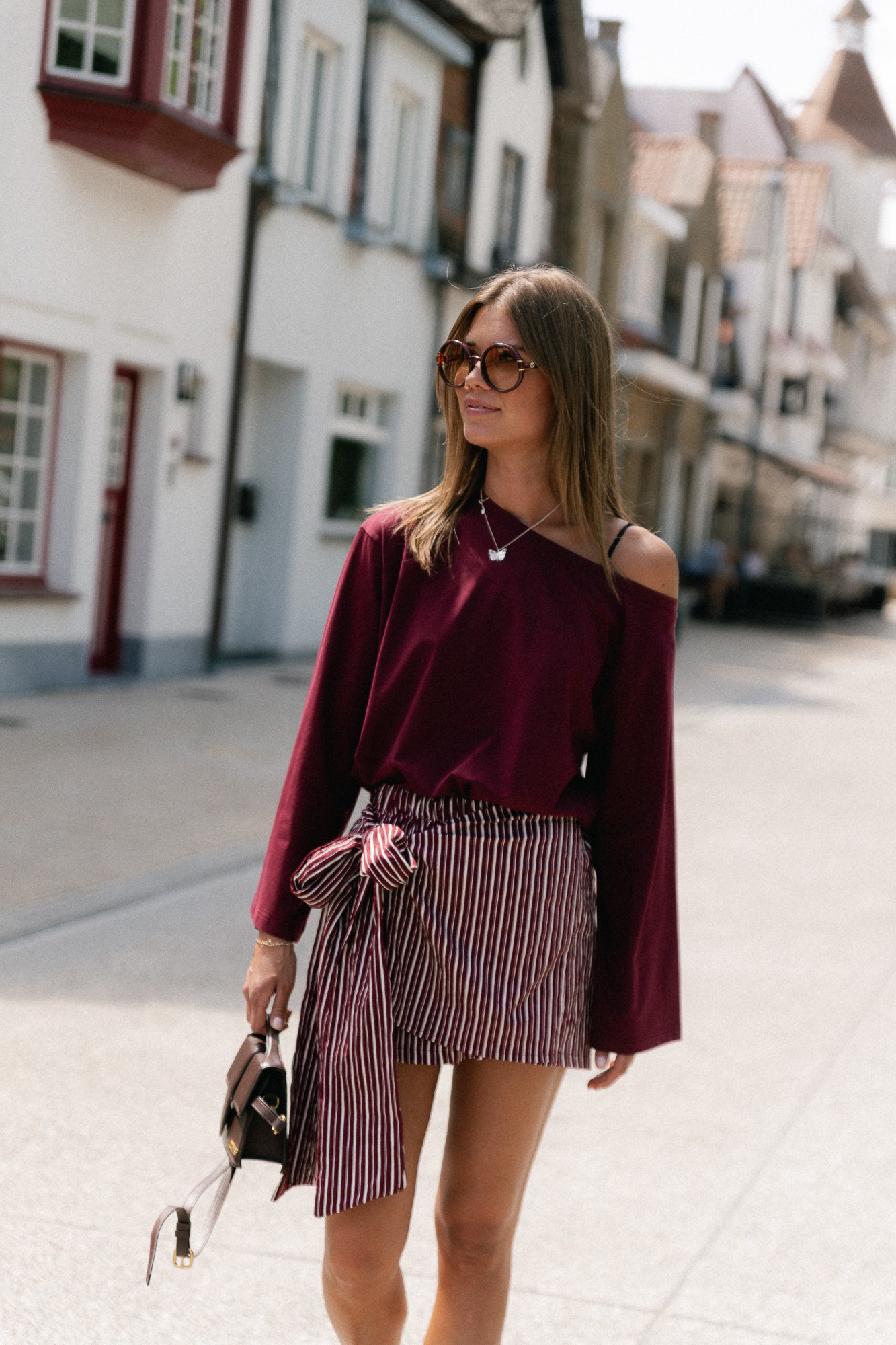 Cosette skort burgundy stripes