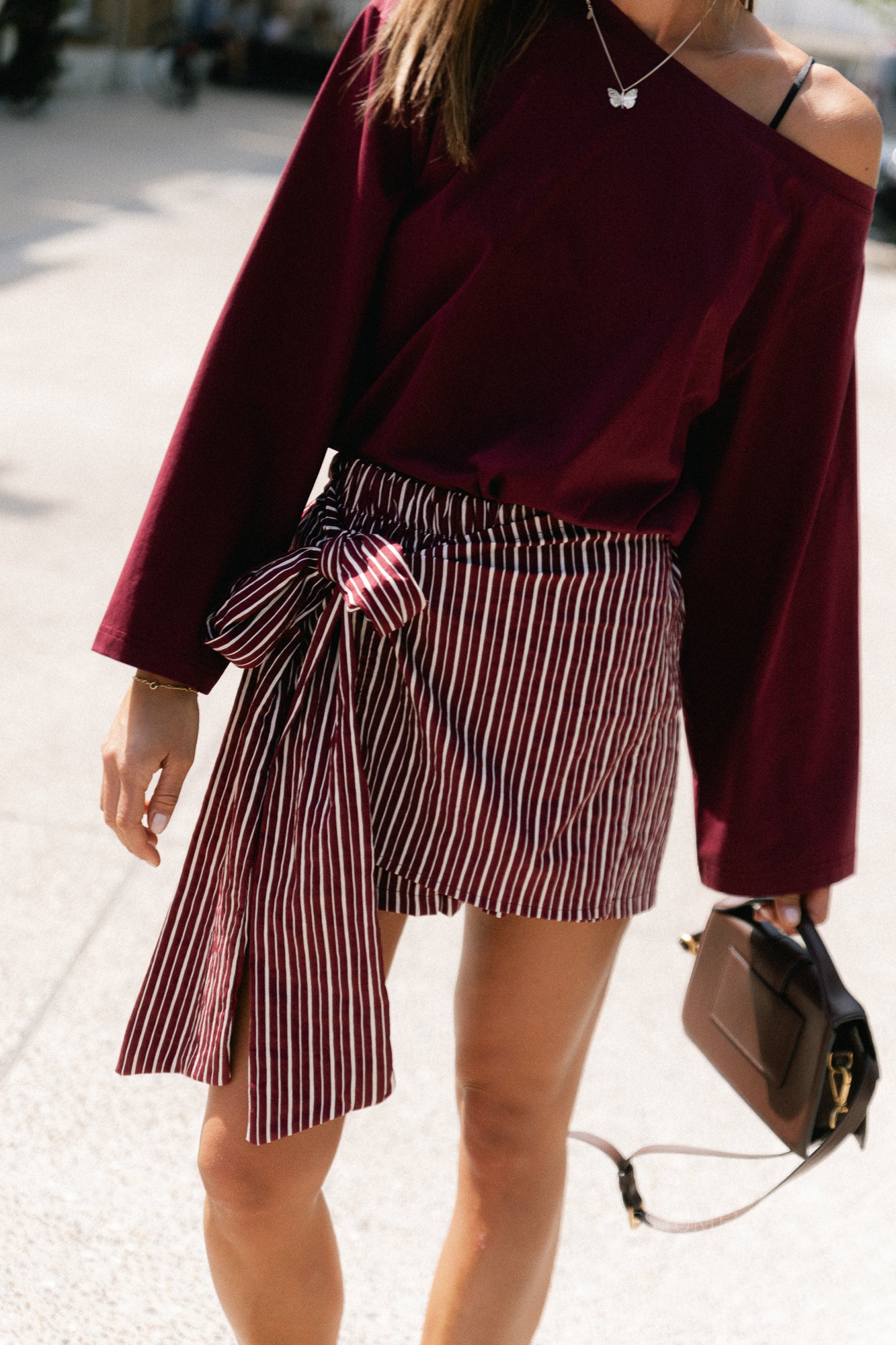 Cosette skort burgundy stripes