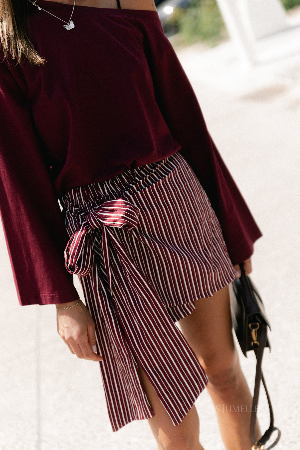 Cosette skort burgundy stripes