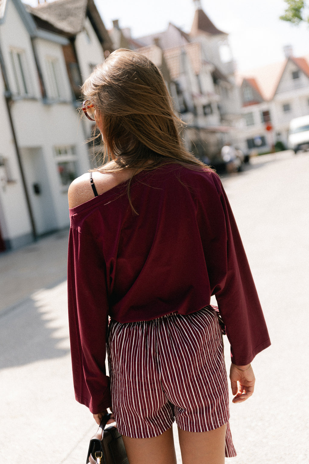 Cosette skort burgundy stripes