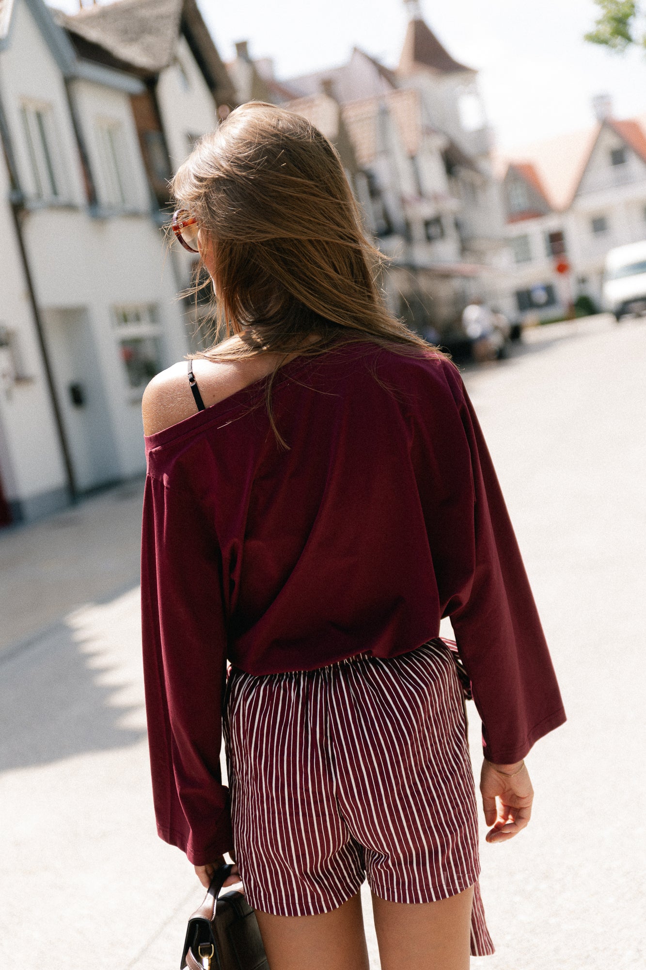 Cosette skort burgundy stripes