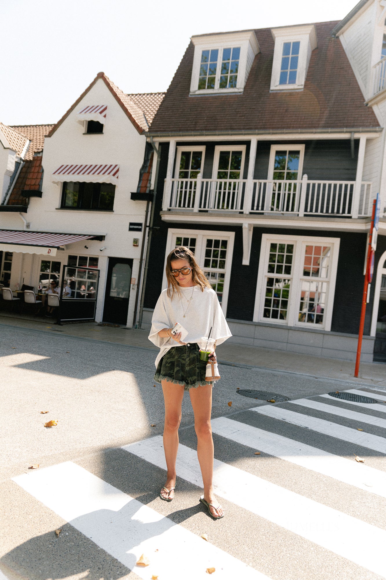 Margot denim shorts camouflage print