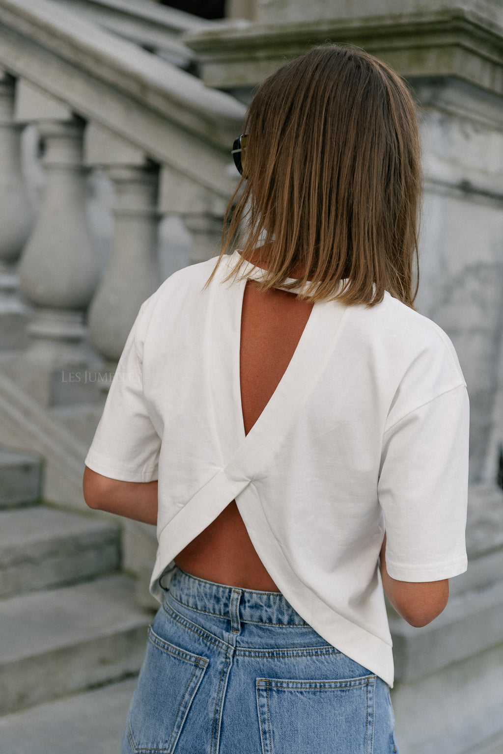 Marti T-shirt with open back off white