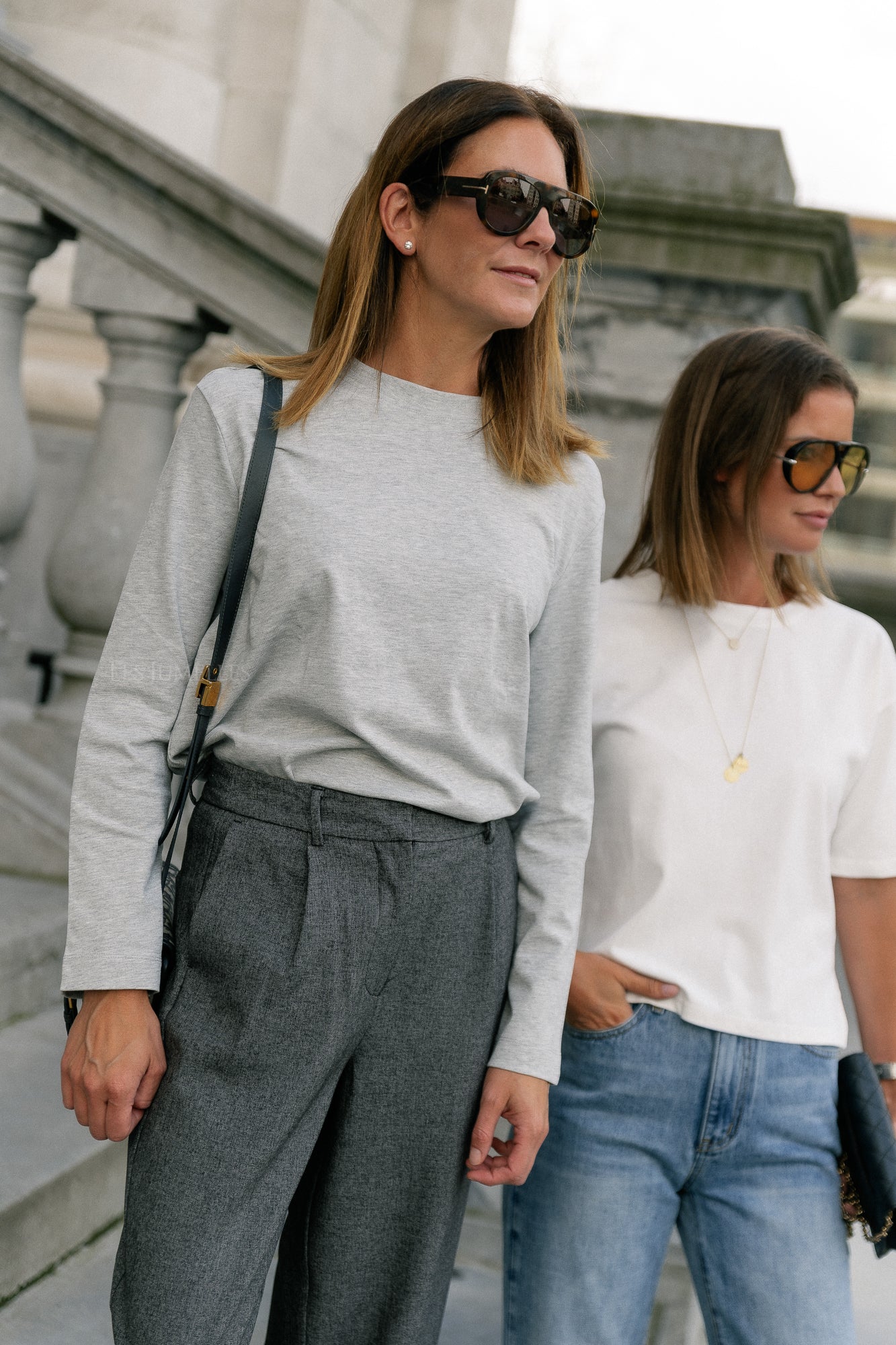 SLFEssential LS boxy T-shirt lichtgrijs gemêleerd