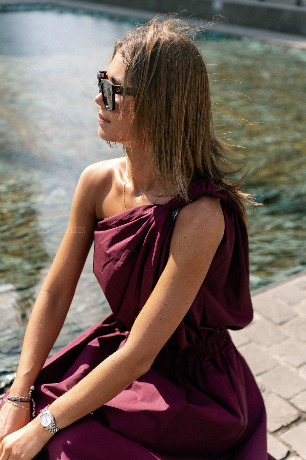 Fran one shoulder top bordeaux