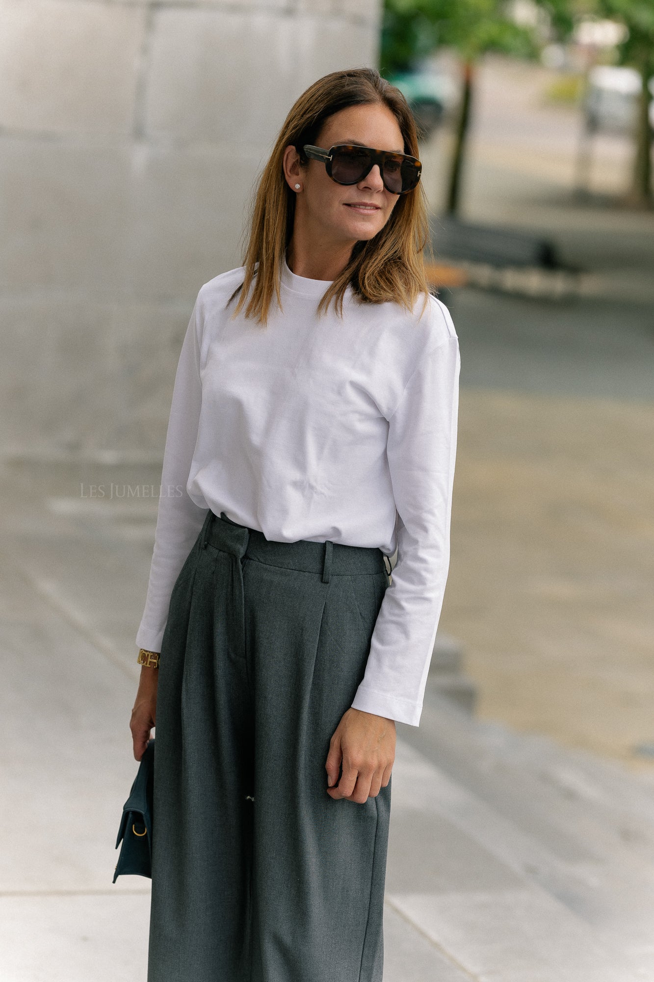 Slfessential ls boxy tee noos helder wit