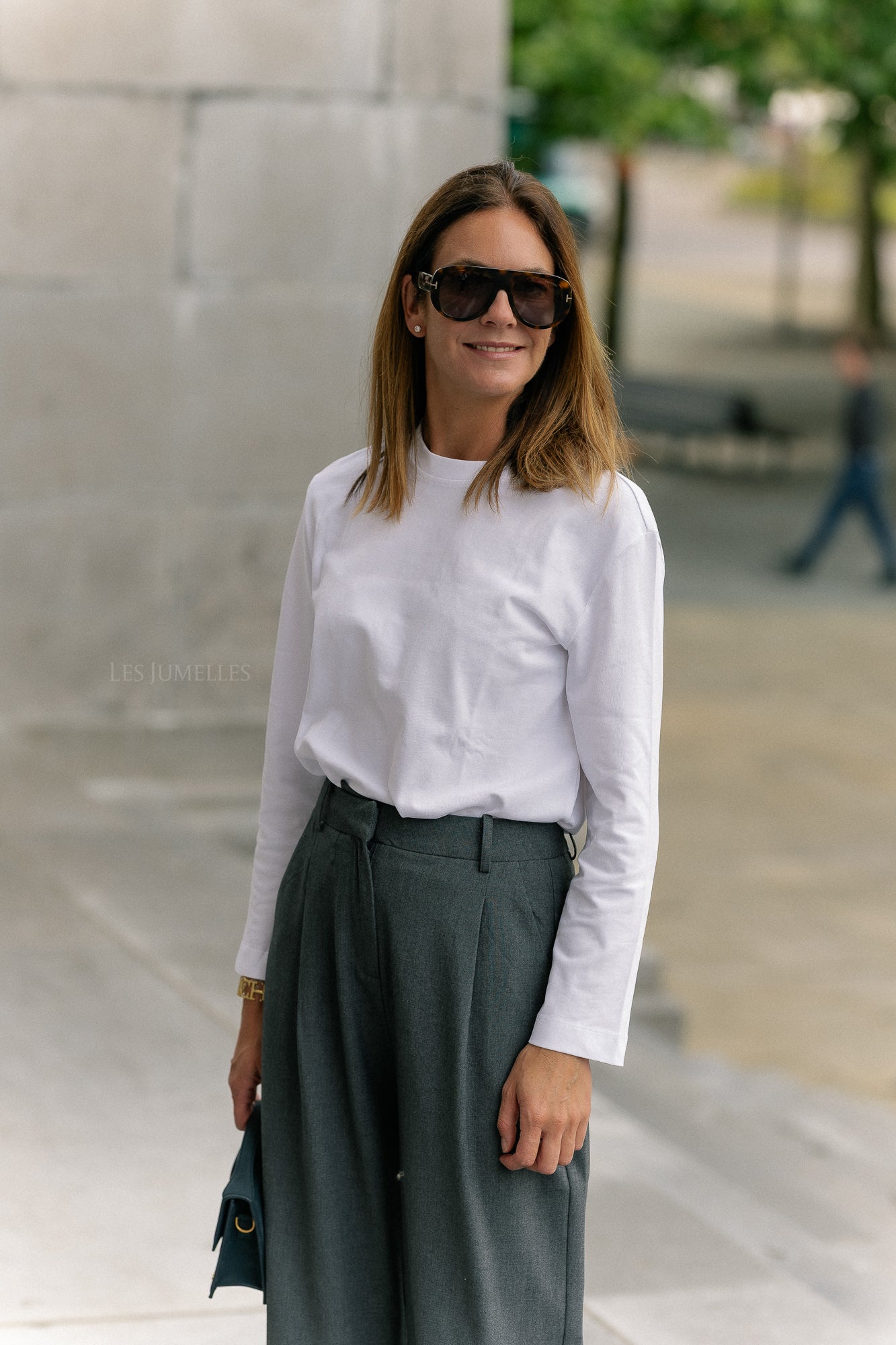 Slfessential ls boxy tee noos helder wit