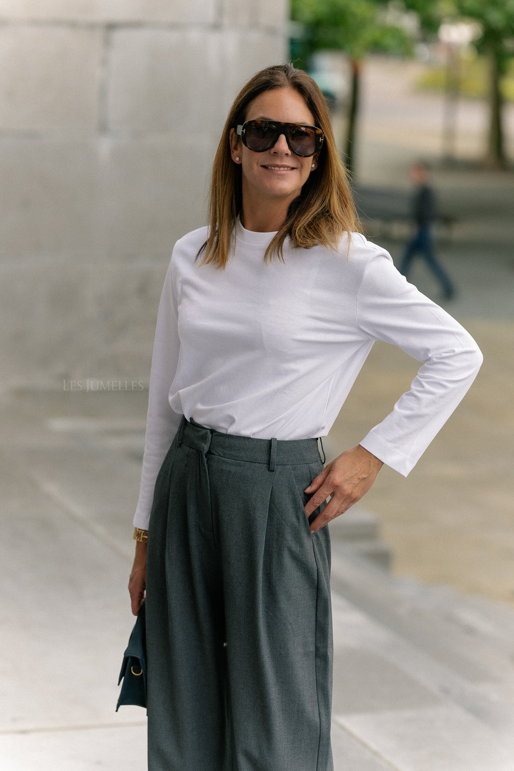 Slfessential ls boxy tee noos helder wit