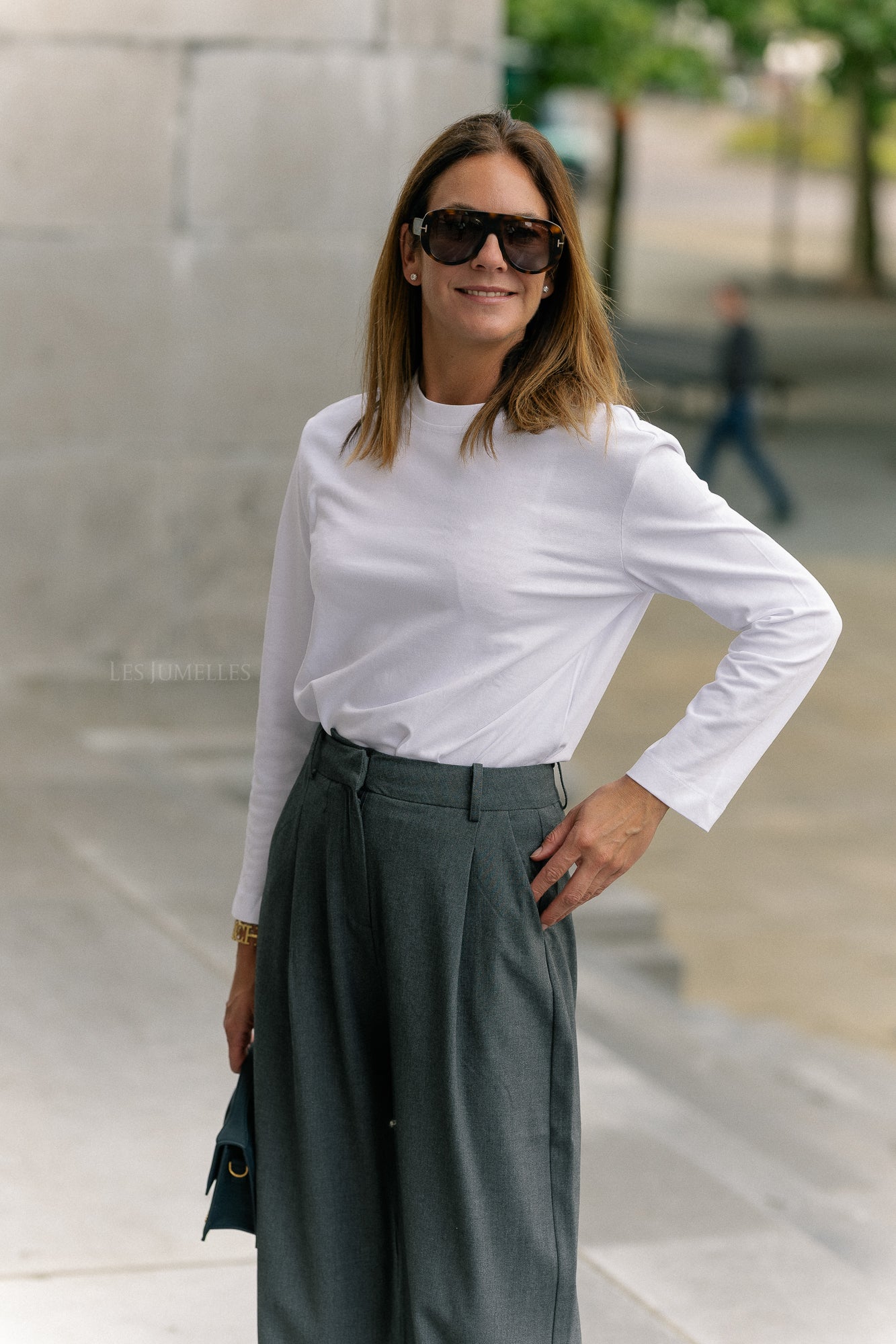Slfessential ls boxy tee noos helder wit