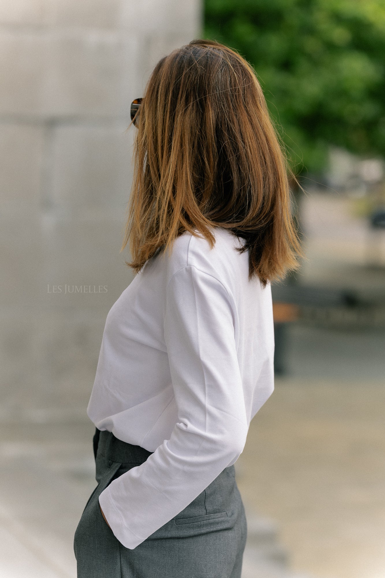 Slfessential ls boxy tee noos helder wit