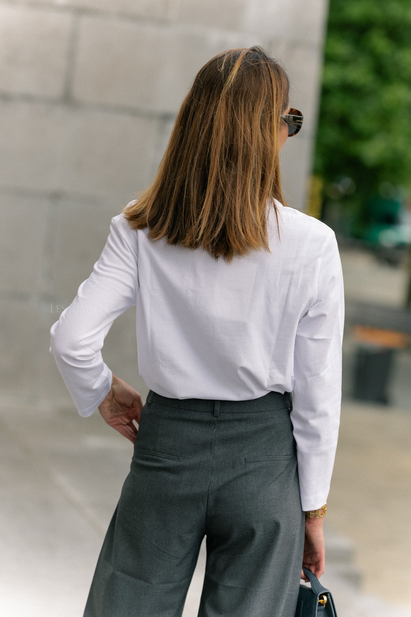 Slfessential ls boxy tee noos helder wit