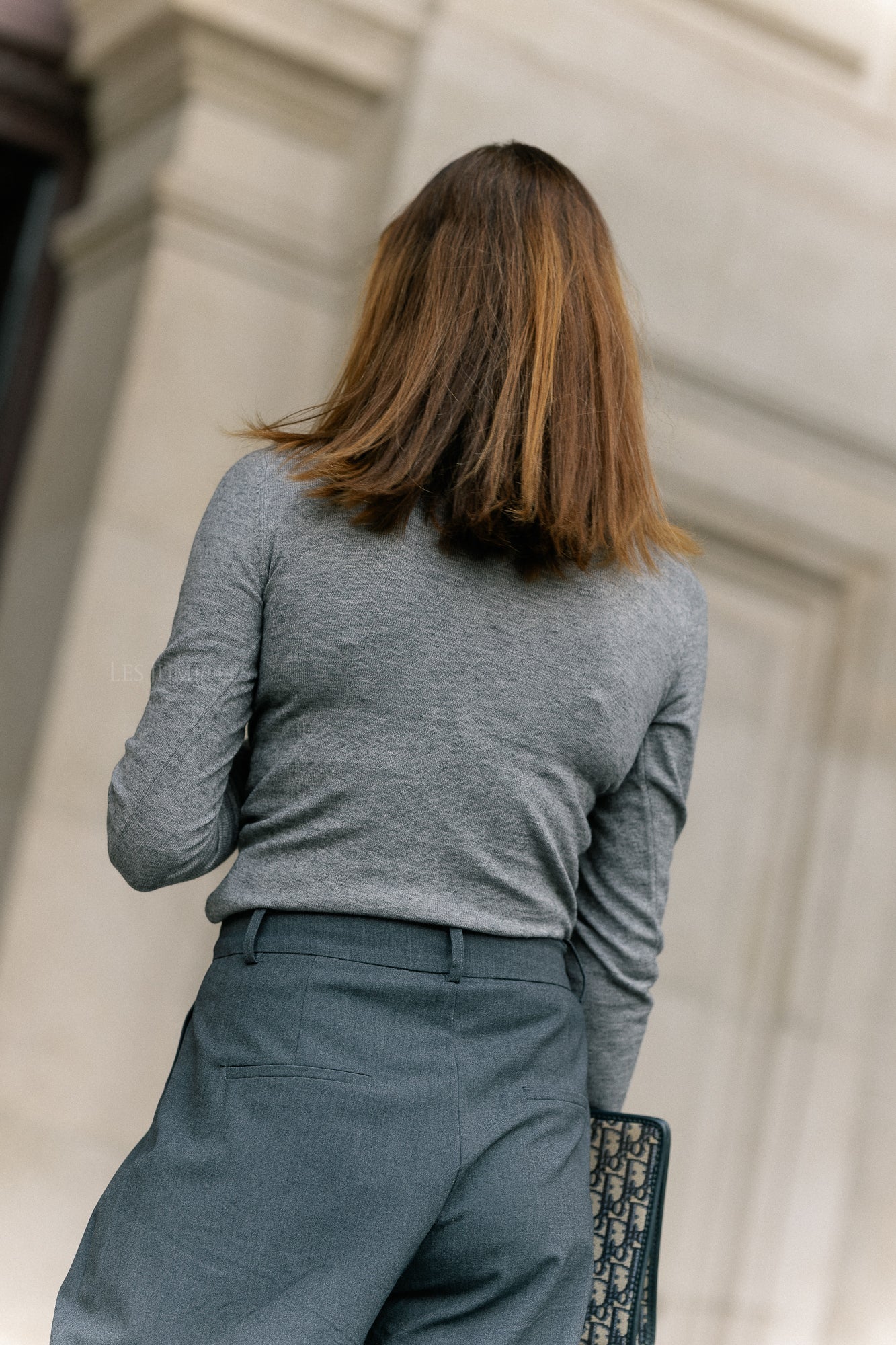 OBJThess LS rollneck knit pullover medium grey melange