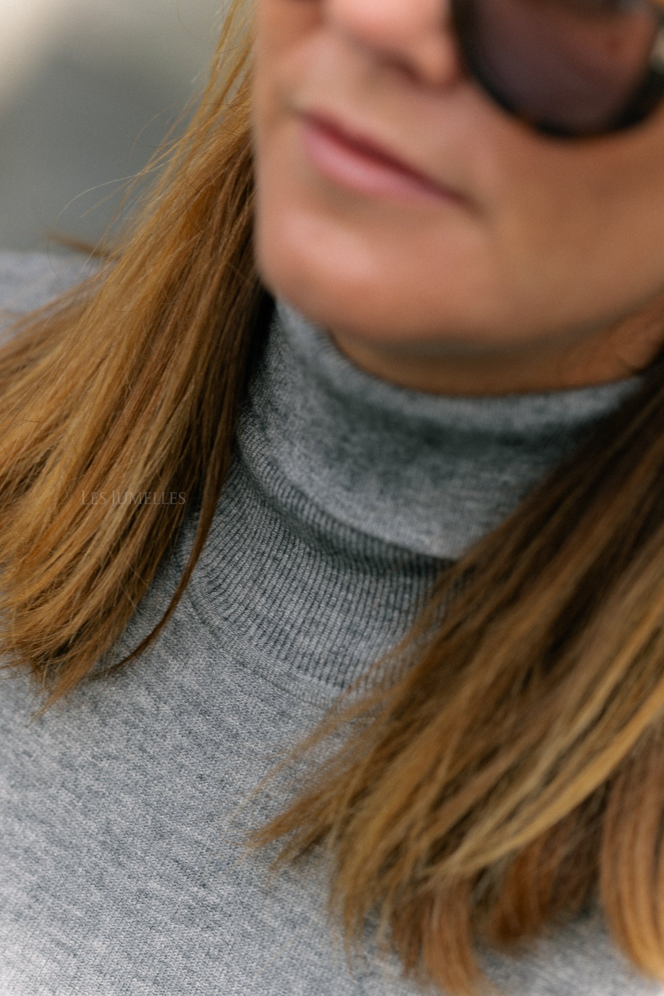 OBJThess LS rollneck knit pullover medium grey melange