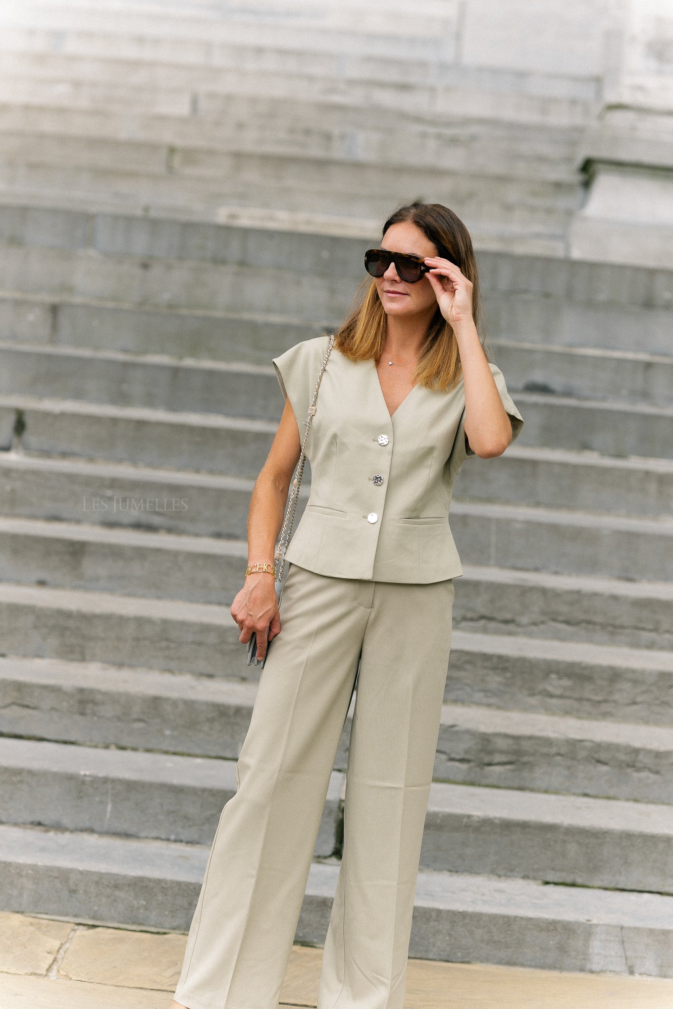 VIKeep HW wide tailored pants elm